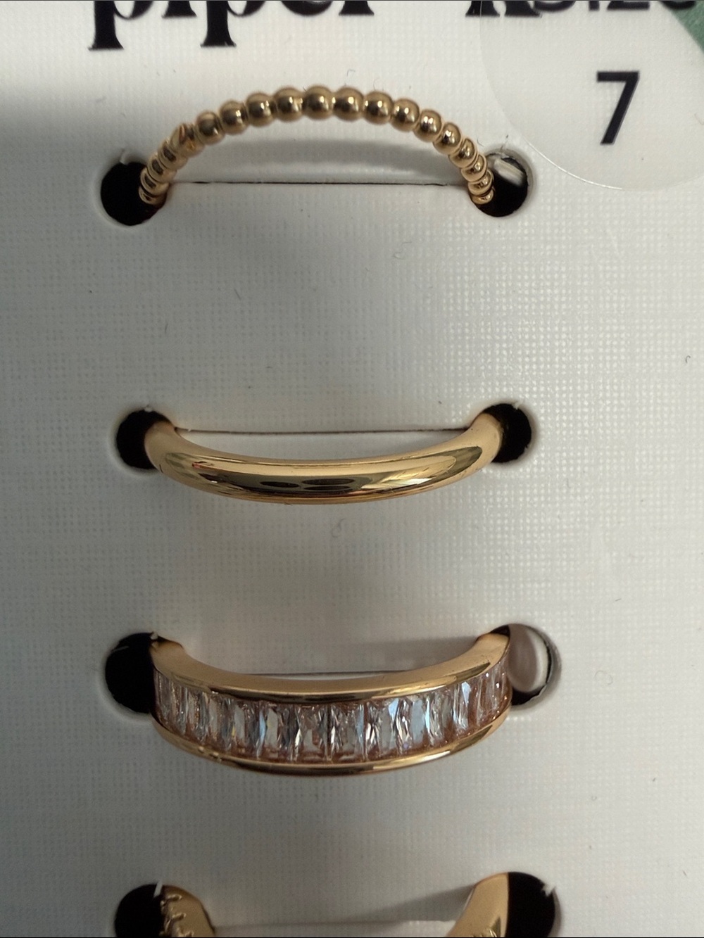 Piper K | Gold-Tone Cubic Zirconia Stackable Ring Set | Size 7 - Picture 4 of 6